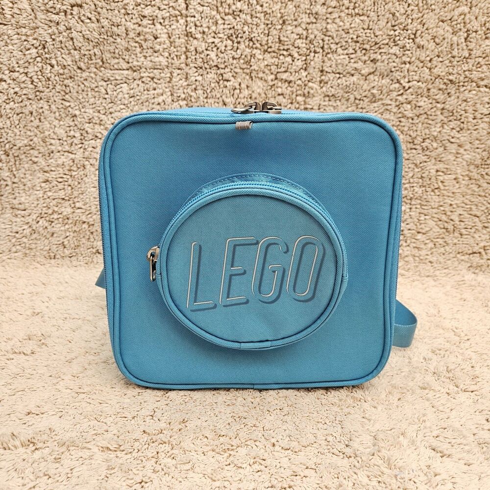 LEGO Medium Azur Azure Blue Small Brick Backpack Zipper Straps School Bag Kids